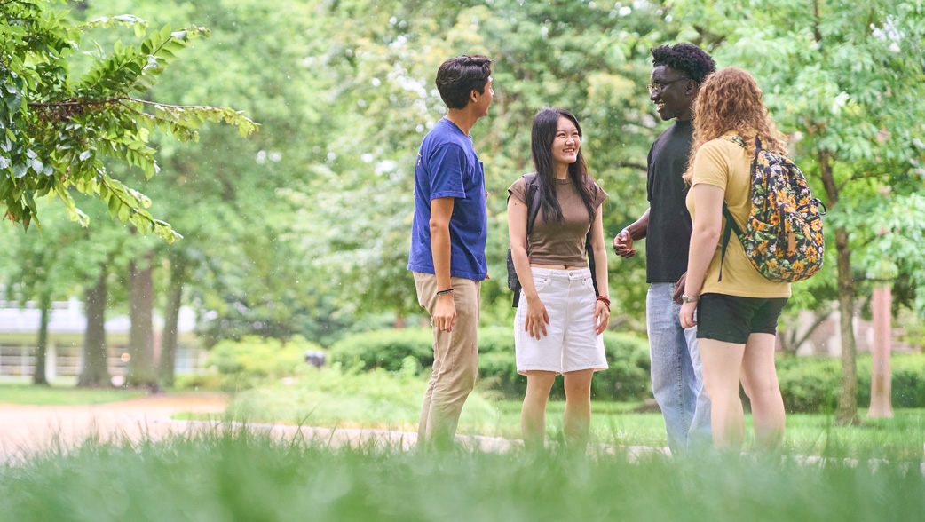 Students talking on campus